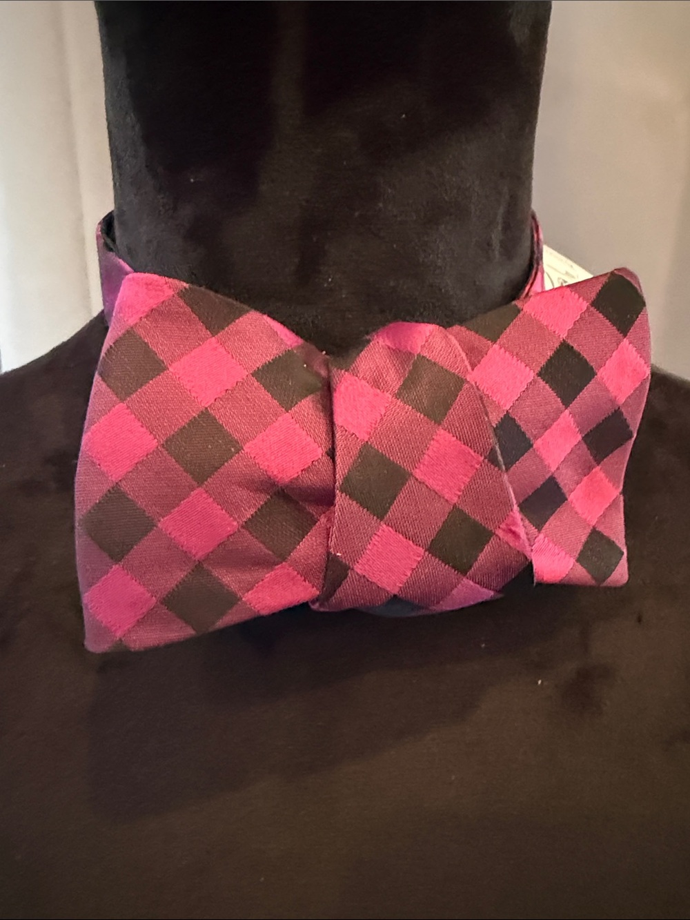 Alfani Pink and Black Checkered Bow Tie - Men Accessories